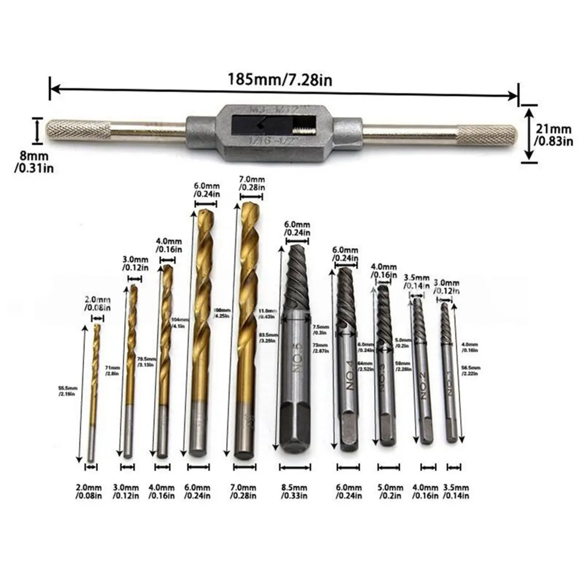 2026 New Tool Screw Extractor Set 11-Piece, Broken Stripped Screw Remover 3mm-10mm, Coarse Thread Bolt Extractor with Drill Bits