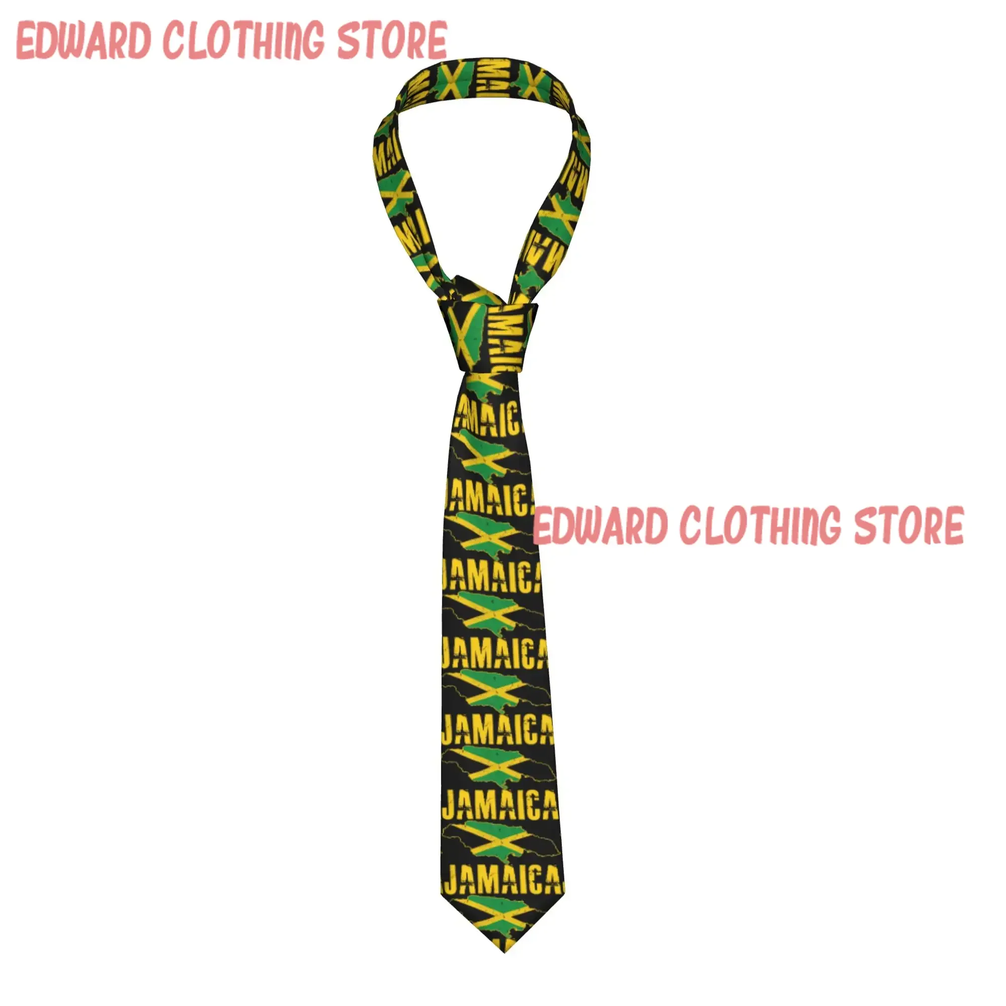 Men's Tie Jamaica Country Map With Flag Vintage Neck Ties Classic Casual Collar Tie Business Great Quality Necktie Accessories