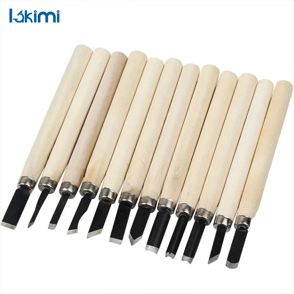 

12pcs Wood Carving Knives and Chisels Set for Basic Wood Cutting, DIY Projects, Detailed Hand Gouges Woodworking Tools LK-AA81