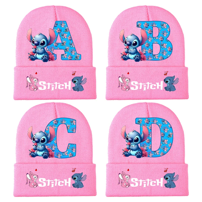 Disney Stitch Kids Knitted Cap Boy Girl Monogrammed Headgear  Woolen Hat Anime Cartoon Winter Casual Warm Caps Child Anime Gifts