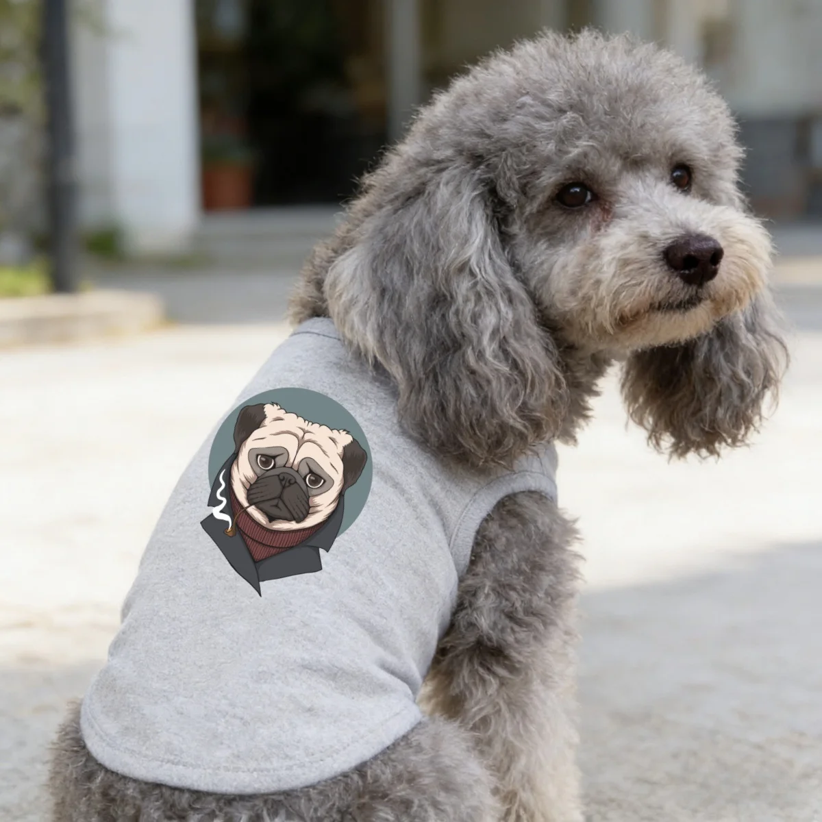 1 chaleco fino con estampado de cabeza de perro, nuevo chaleco para mascotas en primavera y verano, adecuado para perros corgi, teddy, bikers