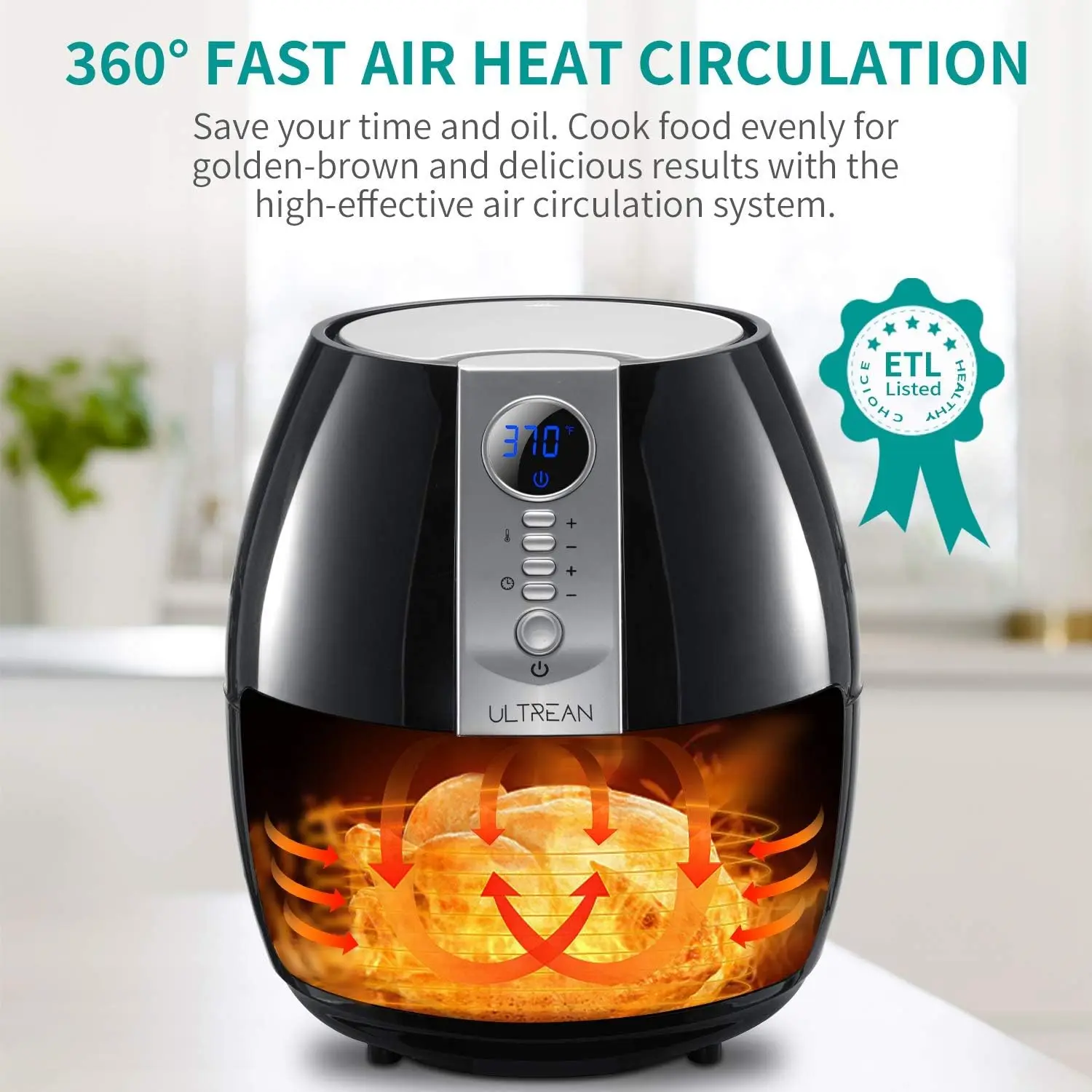 Air Fryer, 4.2 Quart Electric Hot Airfryer Oven Oilless Cooker with LCD Digital Screen and Nonstick Frying Pot, UL Certi