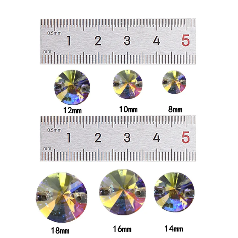 10Pcs Rivoli K9 Sew On Rhinestone Glitter Crystal Glass Loose Stones Flatback Rhinestones Beads For DIY Needlework Sewing Crafts