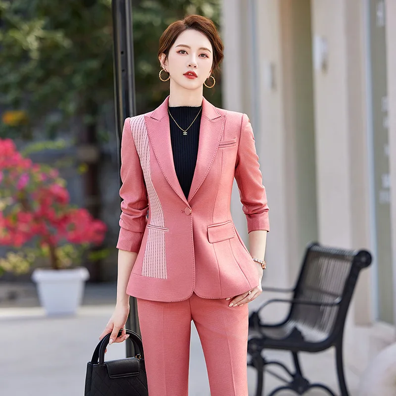 Professional Women's Suit2024New Black and White Patchwork Blazer Two-Piece Set Fashionable High-End Formal Workwear