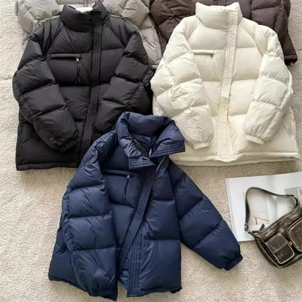 軽量ダウンジャケット レディース ストリートファッション 防寒 パファージャケット 2025年新作 秋冬 スタンドカラー ジップアップ 多機能 ダックダウンコート 女性用