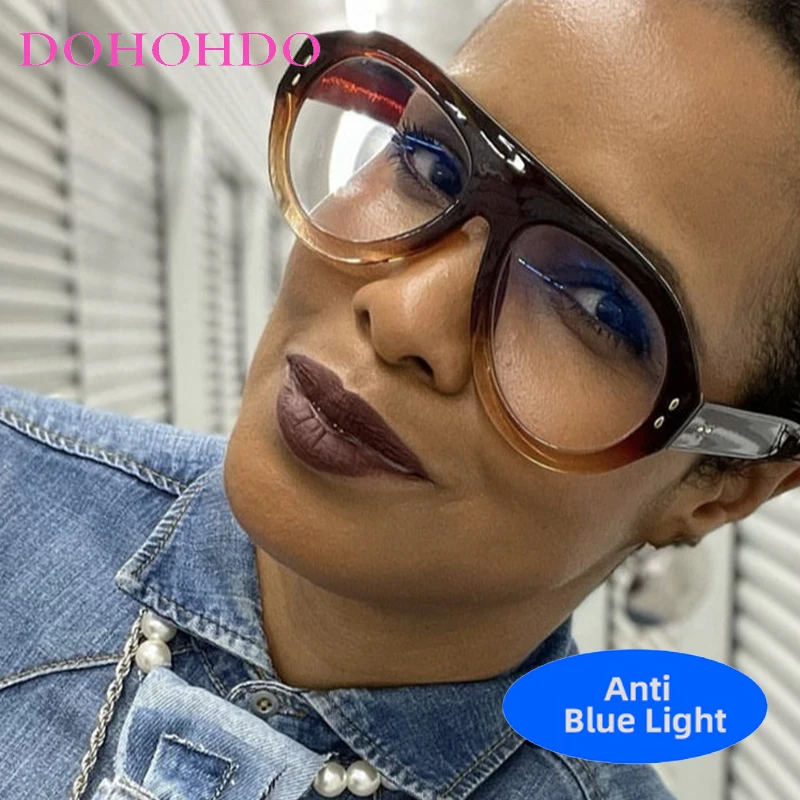 

Punk Rivets Decorate Oversized Frame Pilot Anti-Blue Light Glasses Luxury Brand Women Men Computer Office Work Optical Eyewear