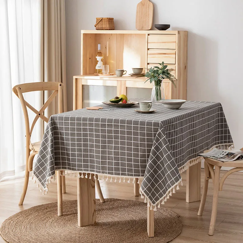 

Ins Cotton Linen Rectangular Tablecloth Fresh Retro Style for Bedroom Dormitory Dresser Mat Desk Decoration