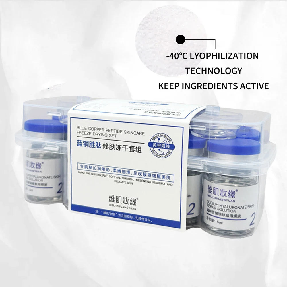Blue Copper Peptide Freeze Drying Set Freeze-dried Powder, Improve Wrinkle Essence Shrink Pores Acne Treatment Skin Care Set
