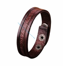 G369 Brown Stylish Single Wrap Vintage Embossed Leather Wristband Bracelet Cuff New