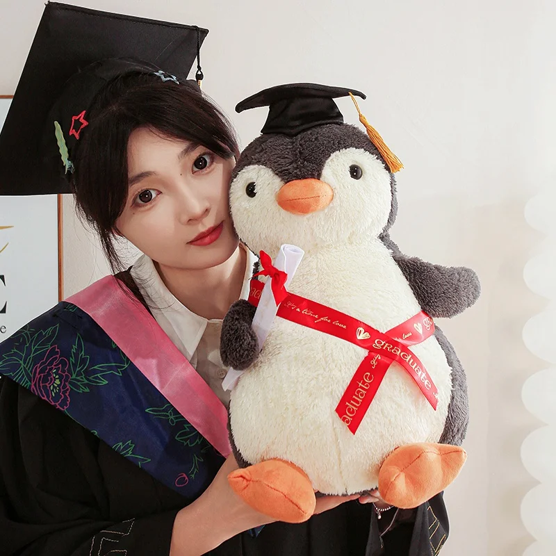 12-46 cm Carino Laureato Dr. Pinguino Peluche Animali di Peluche Del Fumetto Pinguino Peluche Bambole Regali di Laurea per le Ragazze HomeDecor