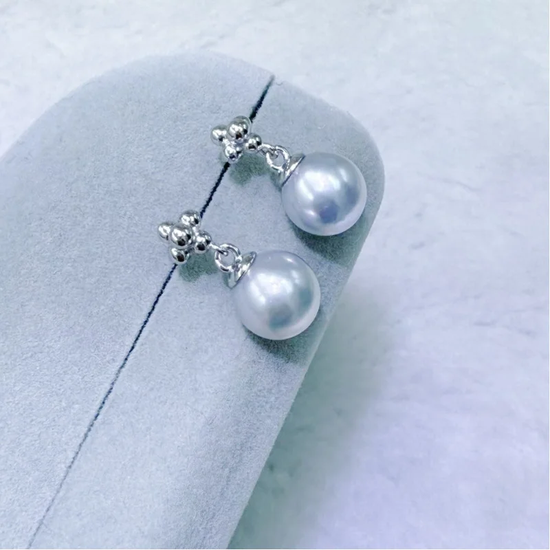 

8-9Mm Sea Really Many Hemp Sterling Silver Eardrops Earrings Akoya