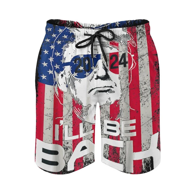 2024 neu in Donald Trump Beach Shorts für Männer American President Trump Surfbrett Shorts Badehose Herren Streetwear