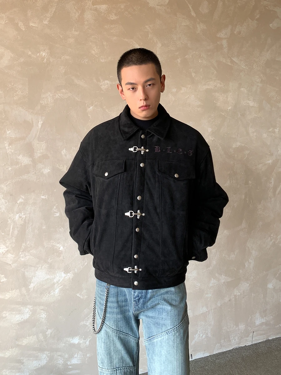 

CactDisc American Sle Aircrt Bule Suede Jaet ort Хлопковая рабочая одежда с вышивкой для пар Осенне-зимняя верхняя одежда