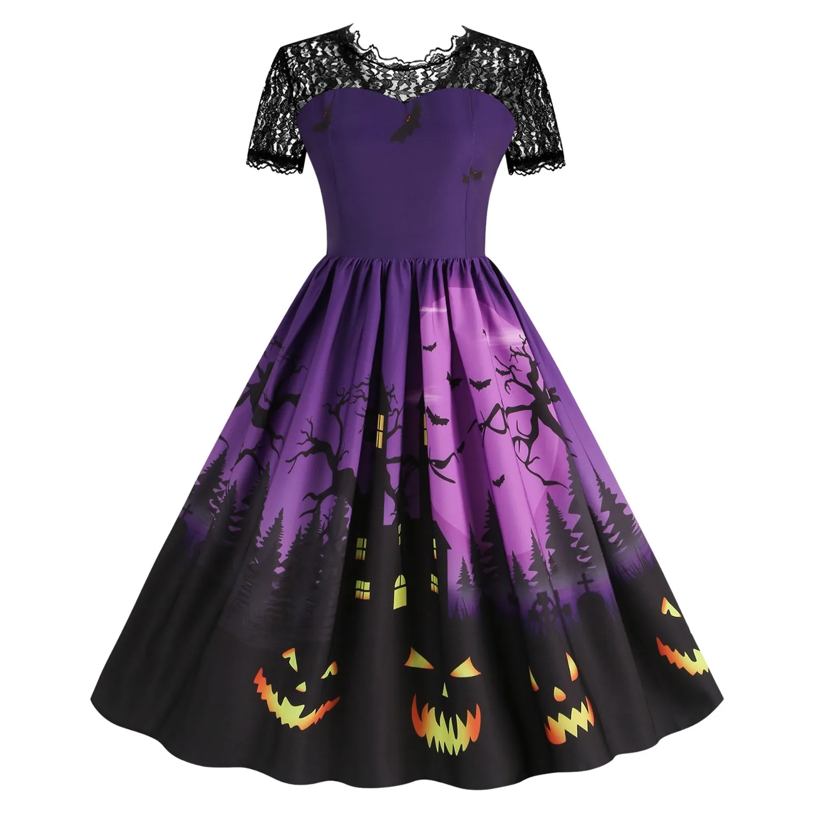 

Fancy Magic Witch Halloween Costume Women Bat Ghost Gothic Black Dress Carnival Party Halloween Women Princess Dress