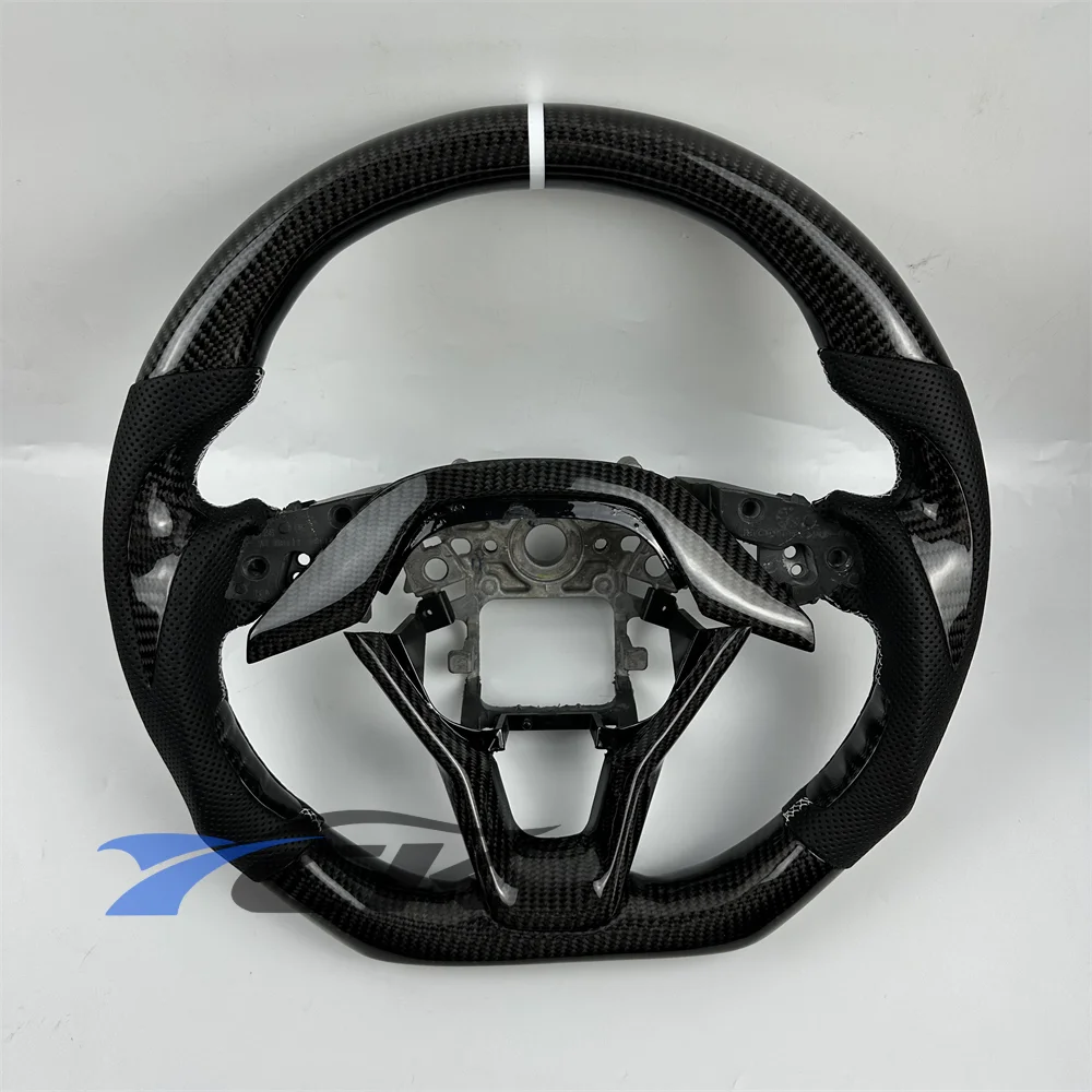 

Custom Carbon Fiber Black Leather White stitching With decorative frame Steering Wheel Fit 2018-2023 Honda Accord
