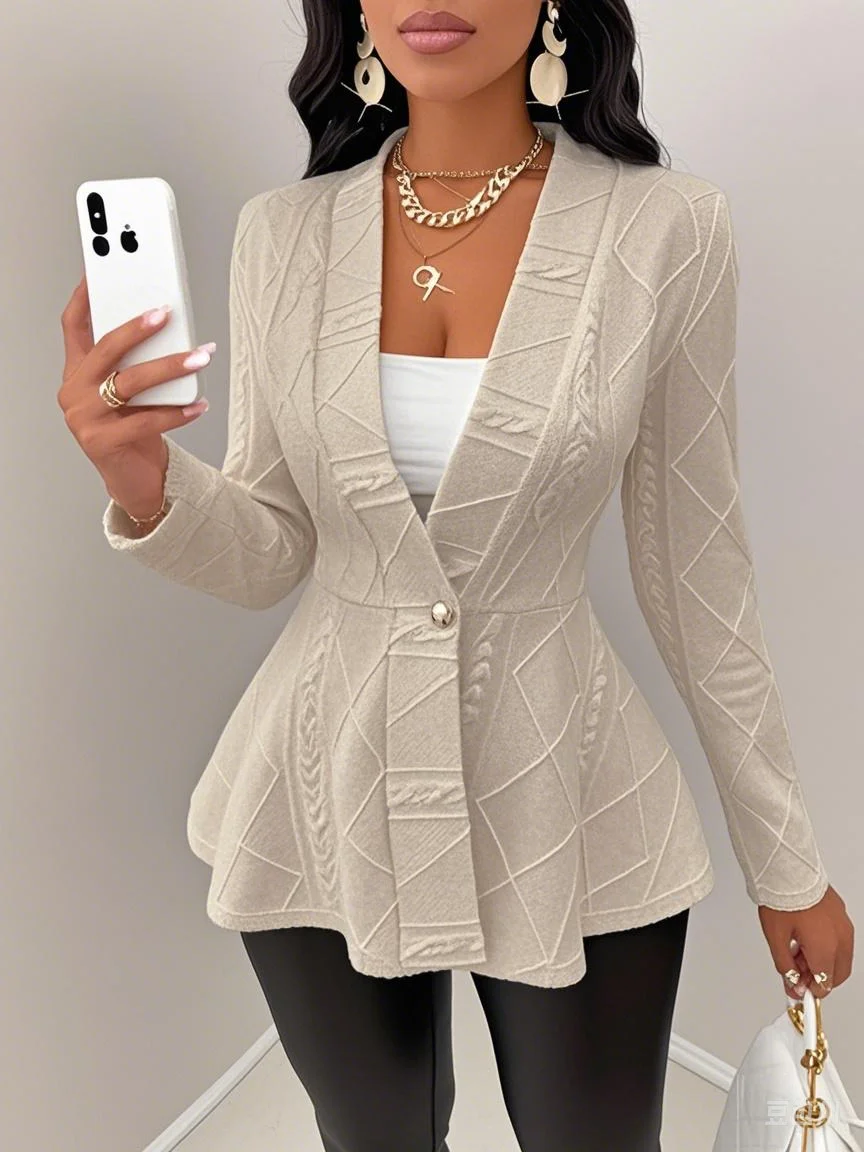 سترة ذات زر واحد بلون سادة #6