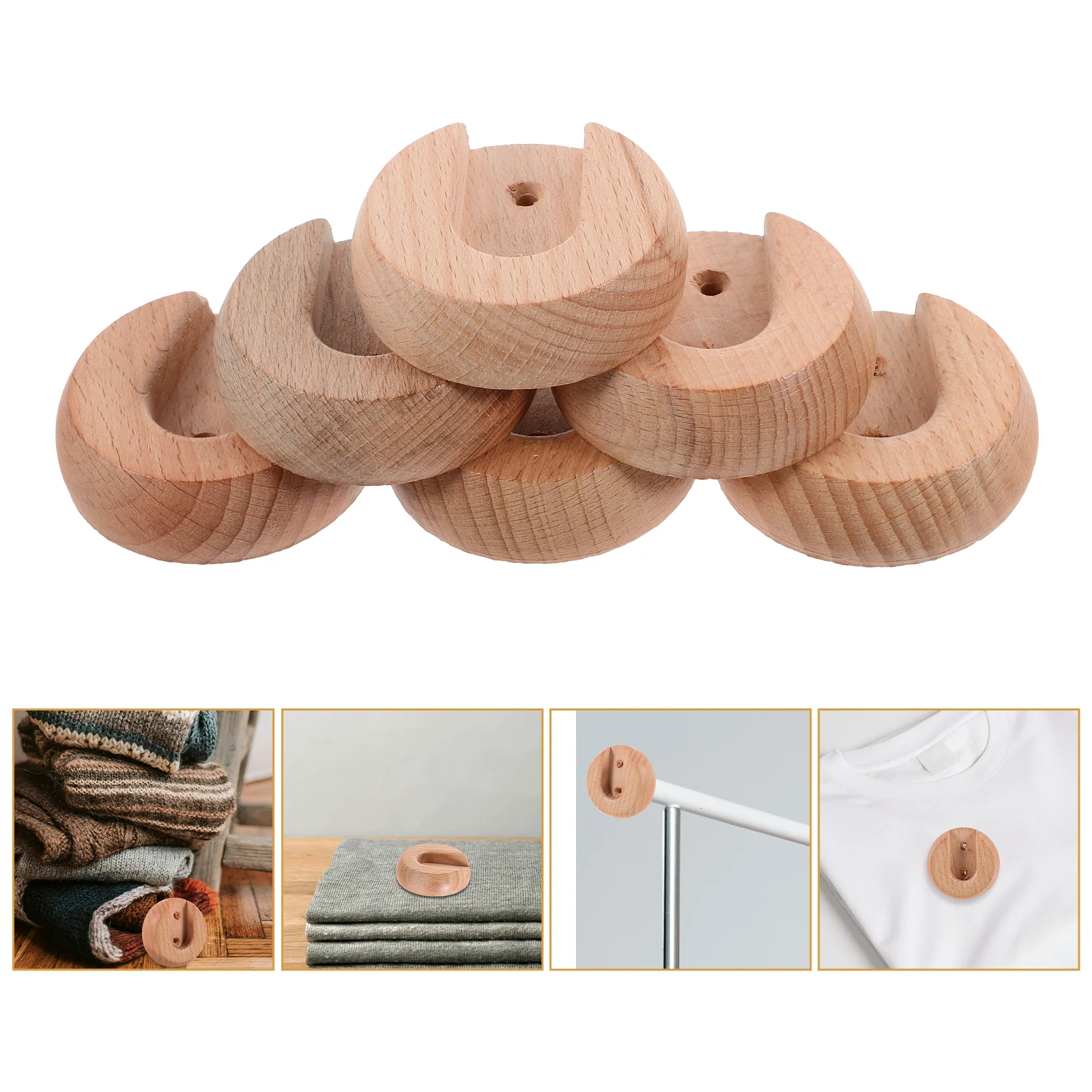 

10pcs Wooden Socket Wardrobe Flange Holder End Support Thick Base For Shower Curtain Clothes Hanging Rods Home Repair