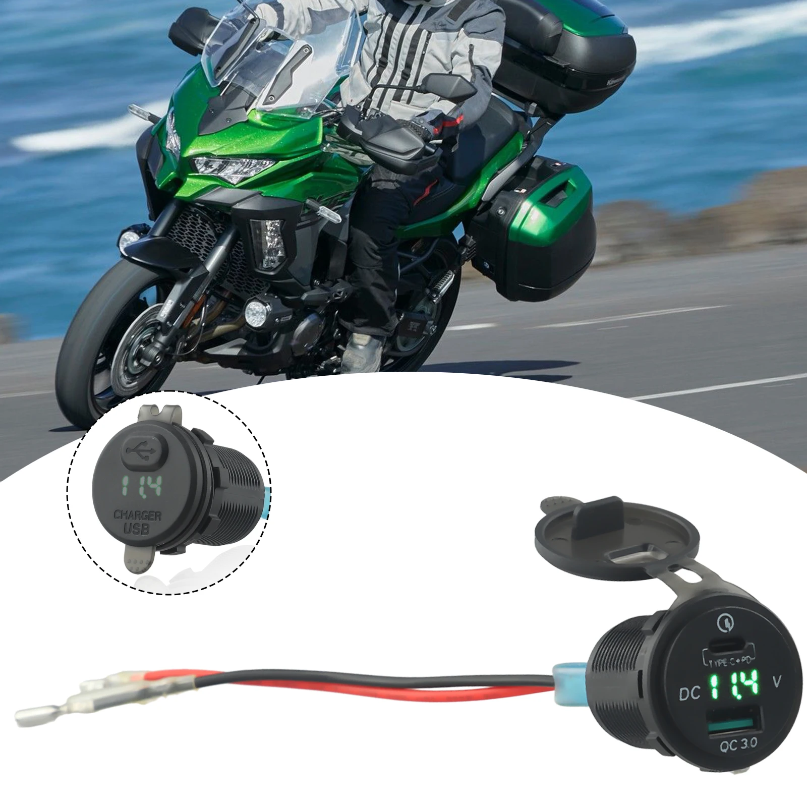 

1x Motorcycle TYPE-C USB QC3.0 Fast Charger Relay For Versys650 VersysX300 Ninja400 650 Motorbike Battery Charger Electric Relay