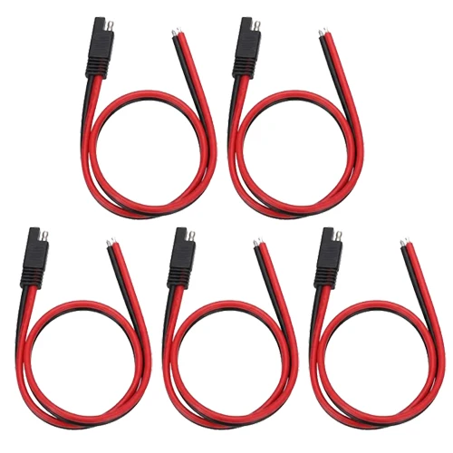 5 Pack 30cm 2-Pin 10A Extension Cords Designed for Solar Charging Circuits Motorcycles ATVs RVs and Portable Power Sources