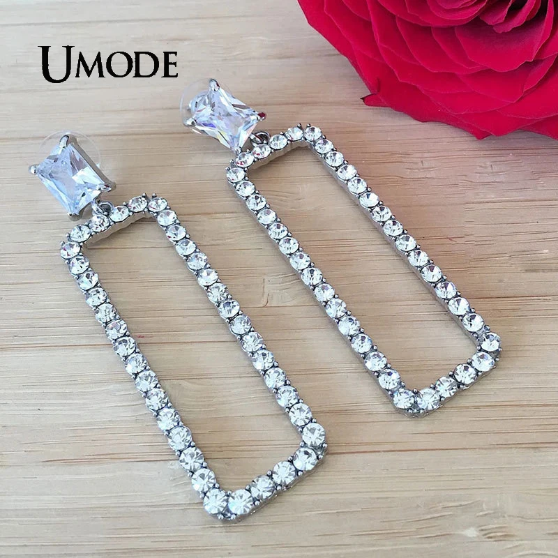 UMODE Rectangle AAA+ Cubic Zirconia Earring for Women Jewelry NEW Fashion Blossom Boucle D'oreille Femme Gifts Wholesa UE0898