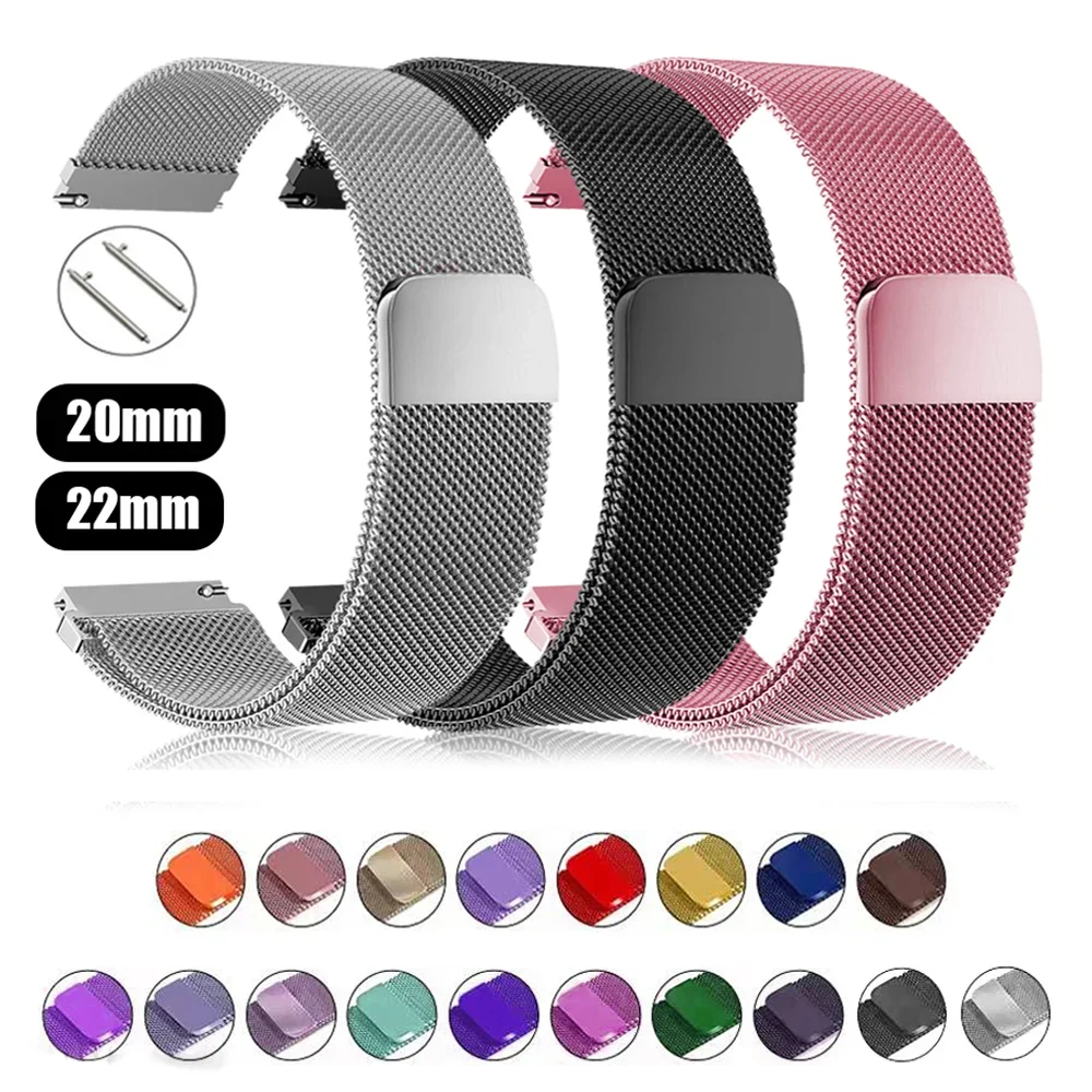 22mm 20mm Milanese Loop Strap For Samsung Galaxy Watch 7 6 5 4 44mm 40mm 6 Classic Active 2 Bracelet Huawei Magnetic Watch Band