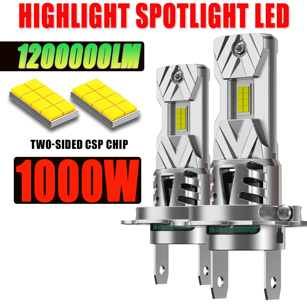 H7 lâmpadas de farol led para carro canbus 1200000lm super brilhante luzes de automóvel ventilador de refrigeração plug & play farol sem fio 12v 24v