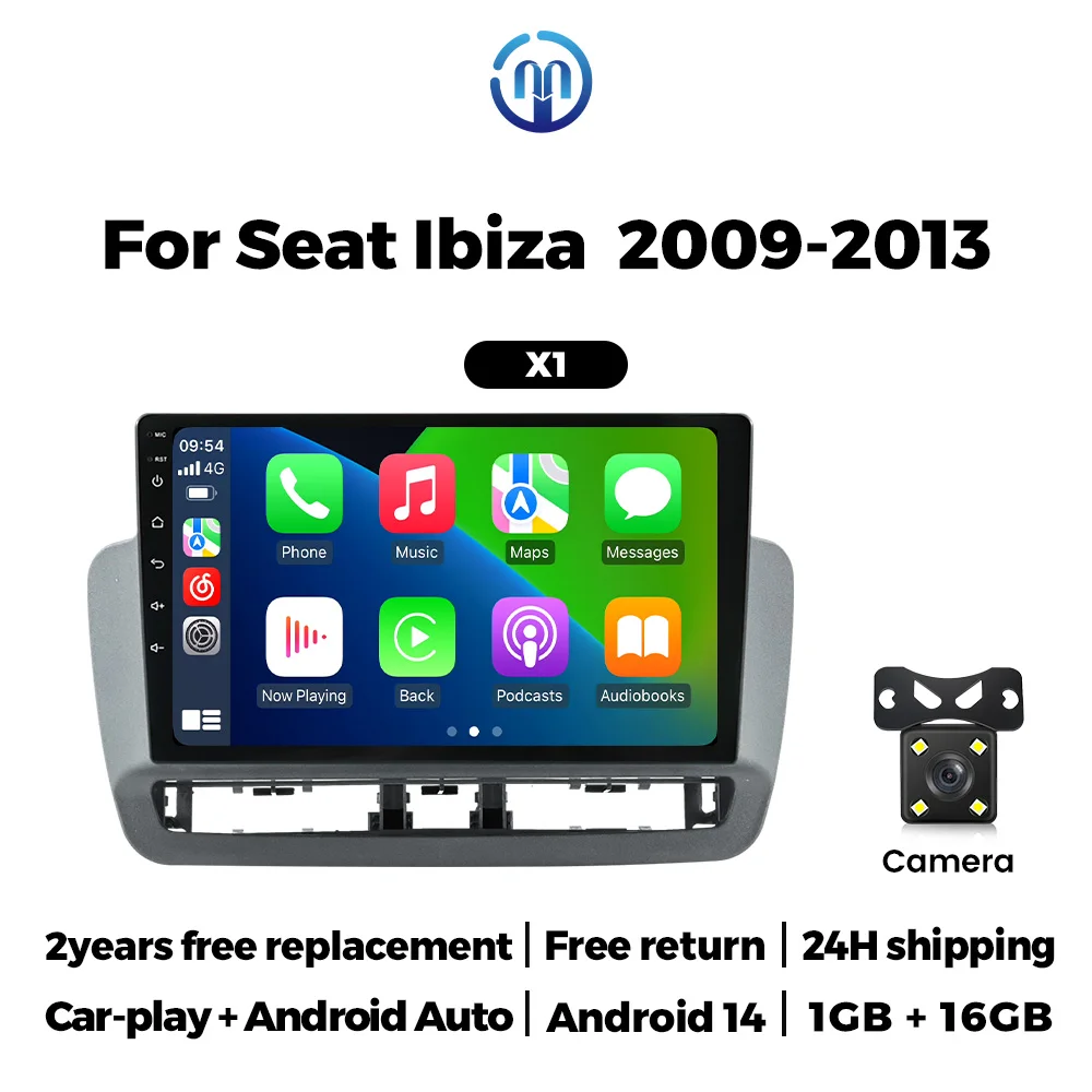 MEKEDE 9 inch Android Scherm Autoradio Voor Seat Ibiza 2012-2015 Carplay Auto Multimedia Video Player WIFI BT GPS Navigatie