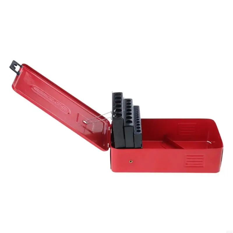 A0KF Iron Drill Bit Storage Case with Scale Marks Empty Drill Bit Box Easy Carry Metal Drill Bit Index Box Twist Drill Bit Hold