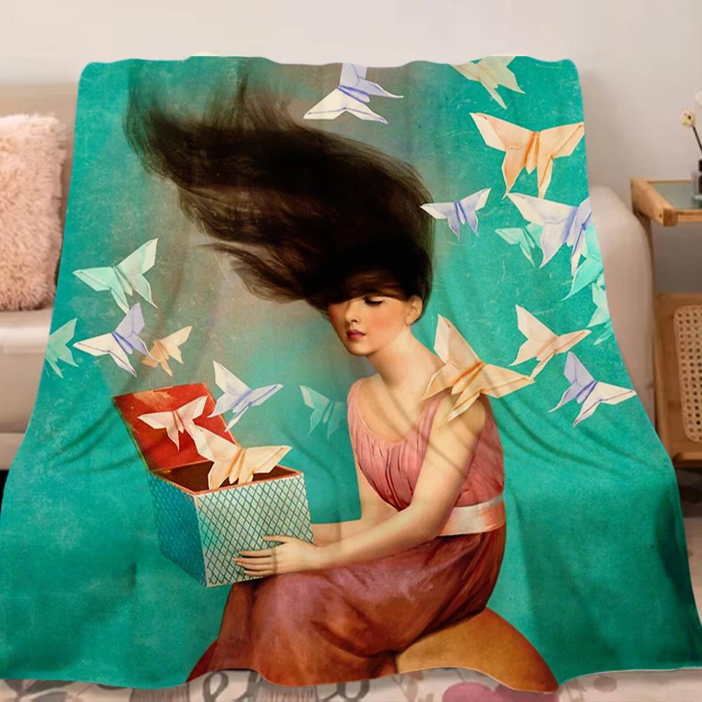 

Spring/Autumn Ethnic Flannel Blanket Playroom bedcover throw blanket Pill Non shedding Blankets for Children Elderly bedroom