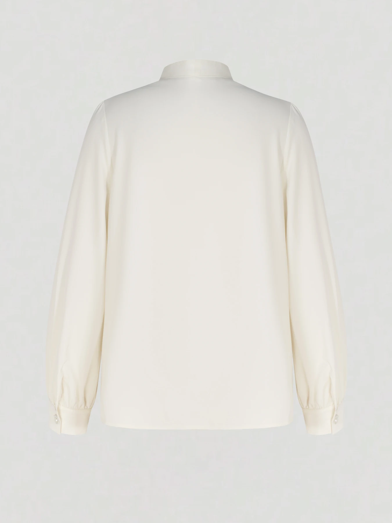 Damen-Satinbluse mit Puffärmeln, langärmelig, weiß, für das Büro, Herbst, elegant, V-Ausschnitt, Perlenknöpfe, lockere Passform, Business-Casual-Oberteil – Detail 11