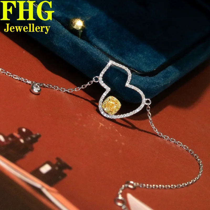

0.3Ct Natural Yellow white Diamond 18K White Gold Bracelet Luxury Party Fine Jewelry Girl Birthday Gift