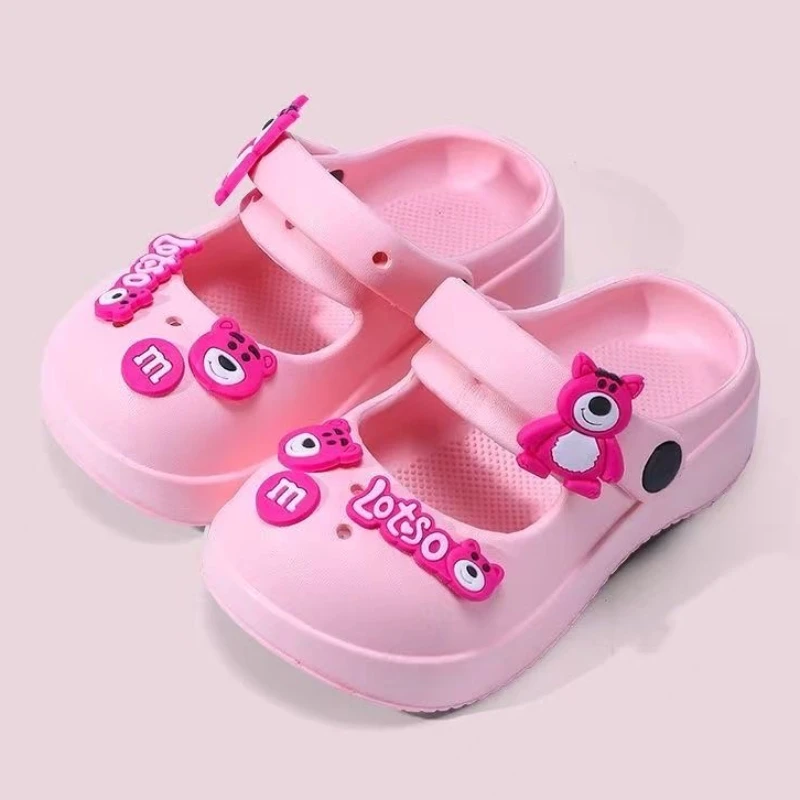 Summer Disney Kids Sandals Children\'s Hole Slippers Soft  Anti-Skid Cartoon Lotso DIY Design Shoes Sandy Beach for Boys Girls