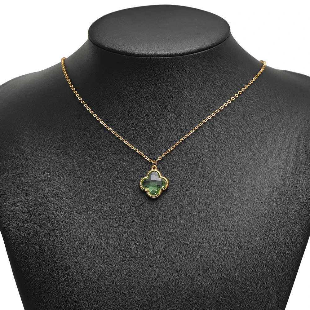 5pcs Stainless Steel Four Leaf Clover Pendants Glass Crystal Charms for DIY Women Jewelry Making Girl Bracelet Necklace Findings view 6