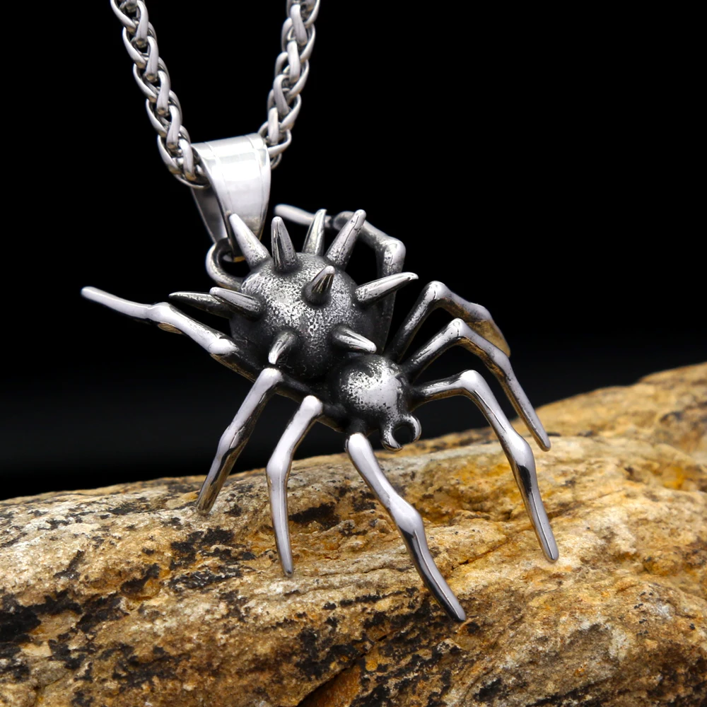 Vintage Gothic Spinne Halskette Für Männer Edelstahl Punk Tier Anhänger Halskette Einzigartige Mode Schmuck Geschenke Dropshipping