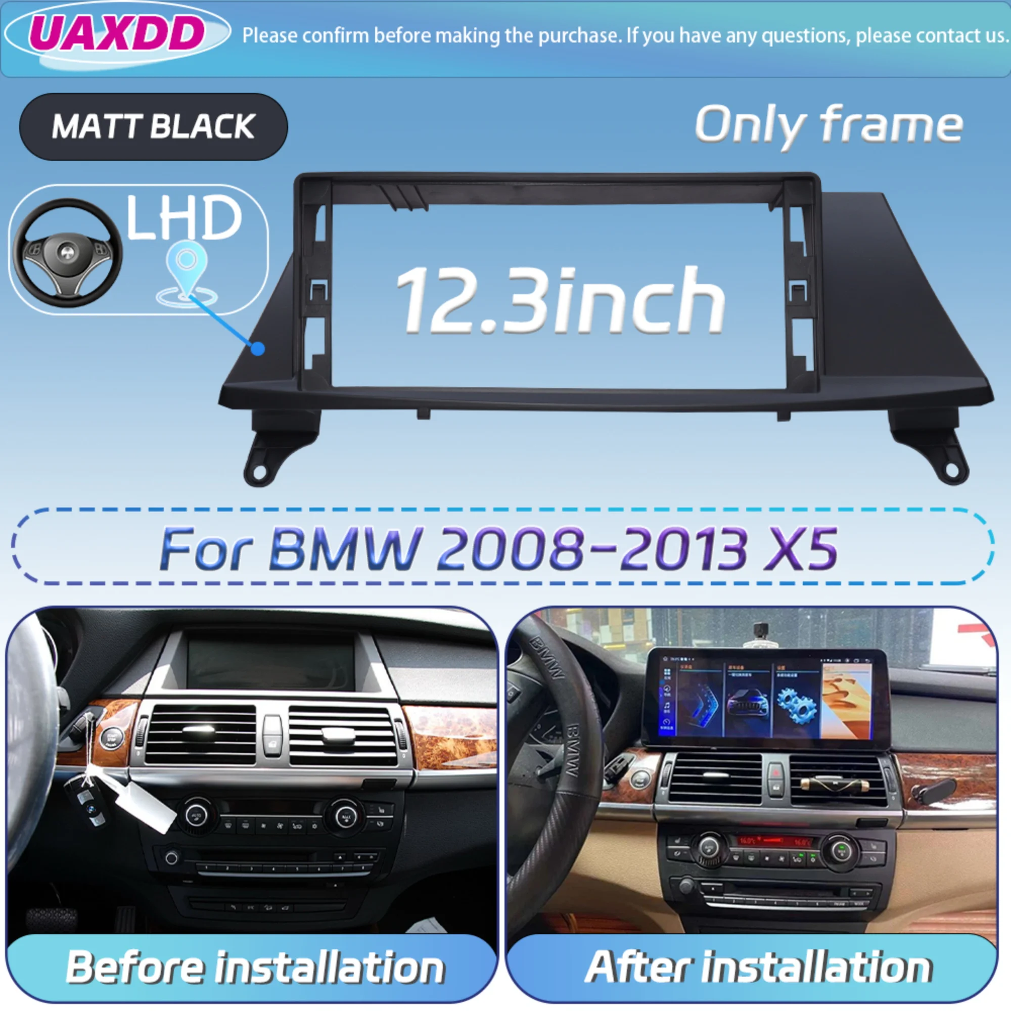 2-DIN-Autoradio für BMW 2006-2019 3 5 6 7 X1 X3 X5 GT E60 E81 E82 E87 SERIE 10,25 12,3 Zoll Android Basisrahmen-Kit Panel Mittelkonsole – Detail 12
