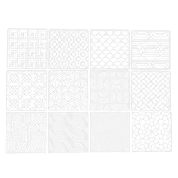 12 Pcs Geometric Drawing Template Reusable Stencils Craft Templates Tile DIY Painting Scrapbook Geometry Large Size