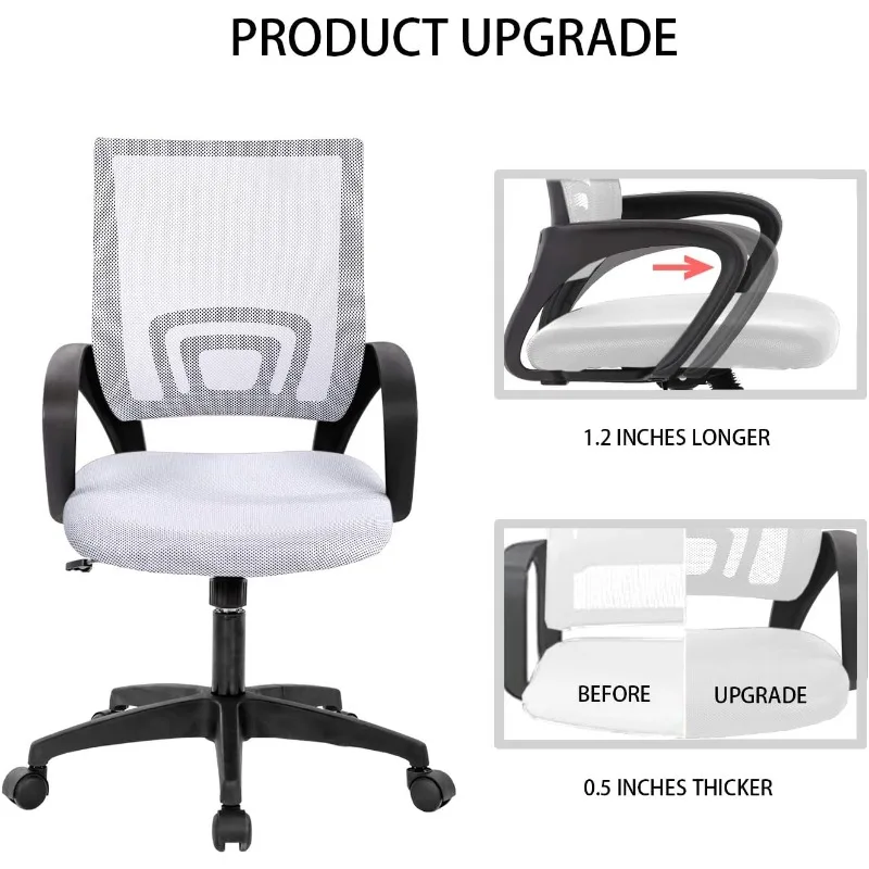 كرسي مكتب، كرسي مكتب مريح، كرسي كمبيوتر دوار تنفيذي مع دعم قطني للمنزل والمكتب (أبيض) #3