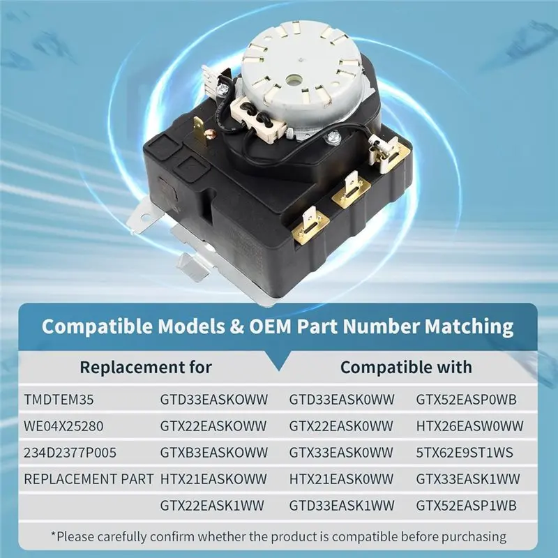 【جديد】TMD1EM35 WE04X25280 234D2377P005 لـ GE GTD33EASK0WW GTX22EASK0WW GTX33EASK0WW مؤقت مجفف متوافق إلخ