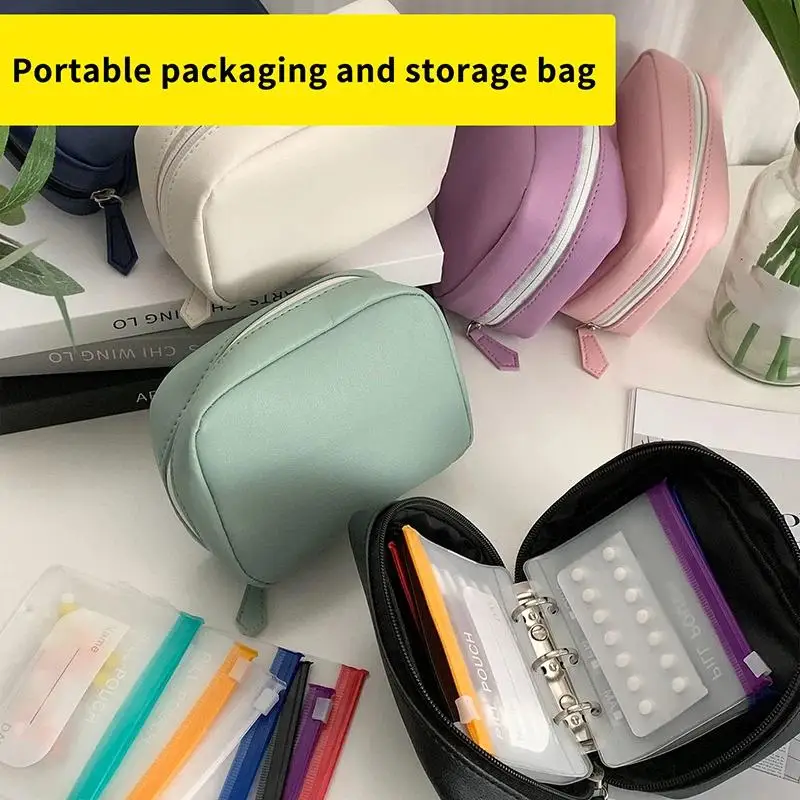 1 Set Large Pill Organizer For Seven Days Pill Storage 7 Color-Coded Pouch A8 Waterproof Pill Organizer Kit