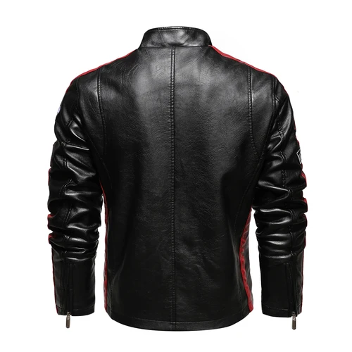 Imagen 2 del producto Traje de carreras de motos para hombre Chaqueta de color con etiqueta de cuero PU