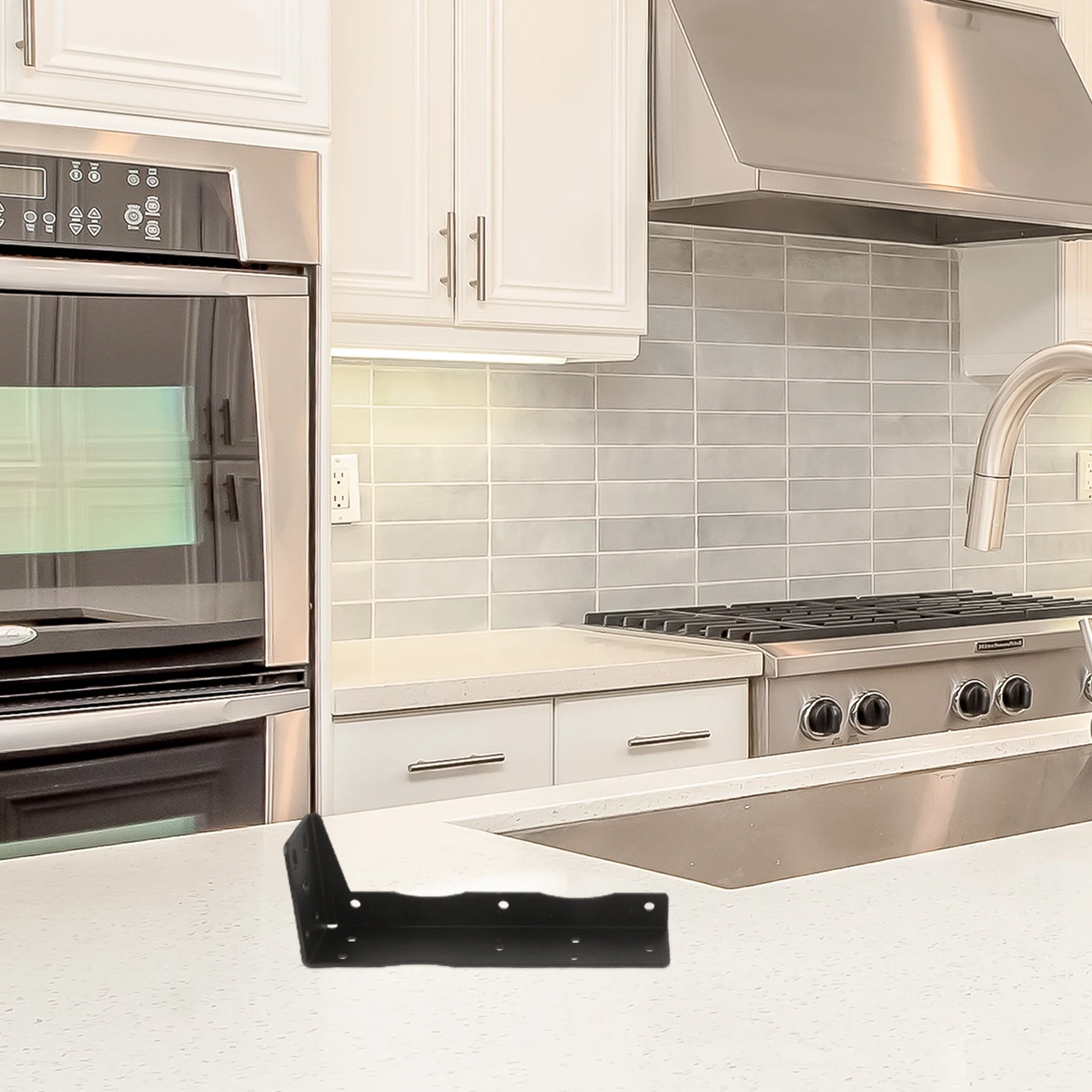 

2pcs 220mm Black Heavy Duty Wall Shelf Brackets Triangle Design Hidden Support Sturdy Kitchen Storage Solution