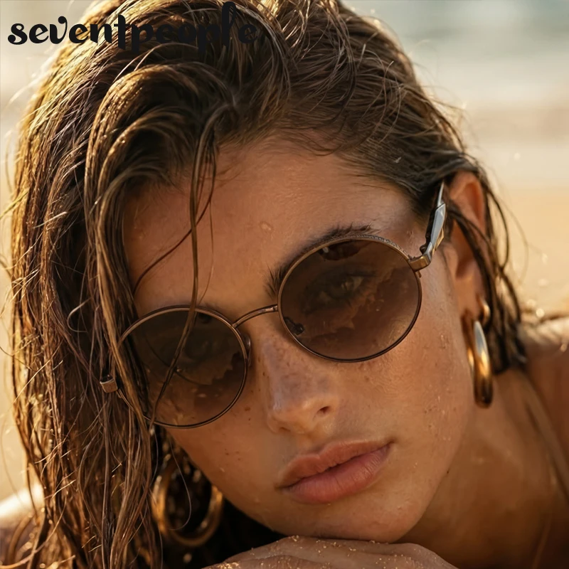 

Vintage Steampunk Round Sunglasses Women 2026 Luxury Retro Metal Frame Coffee Gradient Lens Sun Glasses Ladies Outdoor Shades