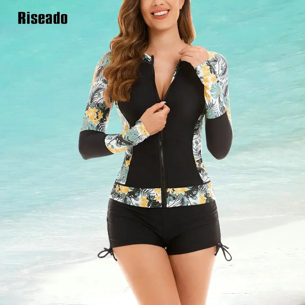 Maillot de bain 2 pièces Rash Guard pour femme, manches longues avec BoyGoals, Udissolve 50 +, surf, tendance, nouveau, 2025