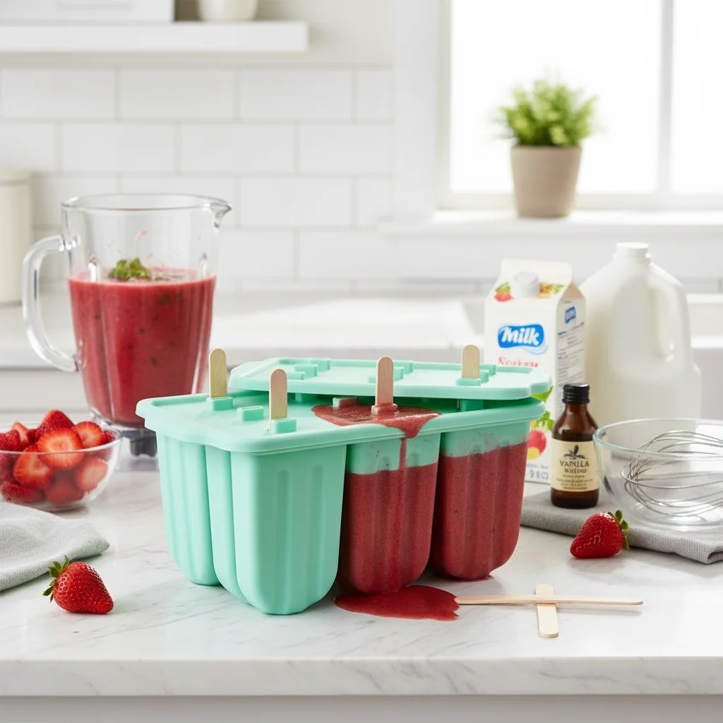 New 12 Grids Silicone Popsicle Mold Easy Release Reusable Ice Pop Mold Non-stick with Lid Ice Cream Maker Freezer
