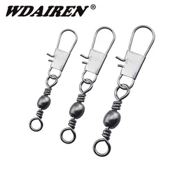 10Pcs/lot 2# 4# 6# 8# 10# Fishing Connector Pin Bearing Rolling Swivel Stainless Steel with Snap Fishhook Lure Tackle Accessory