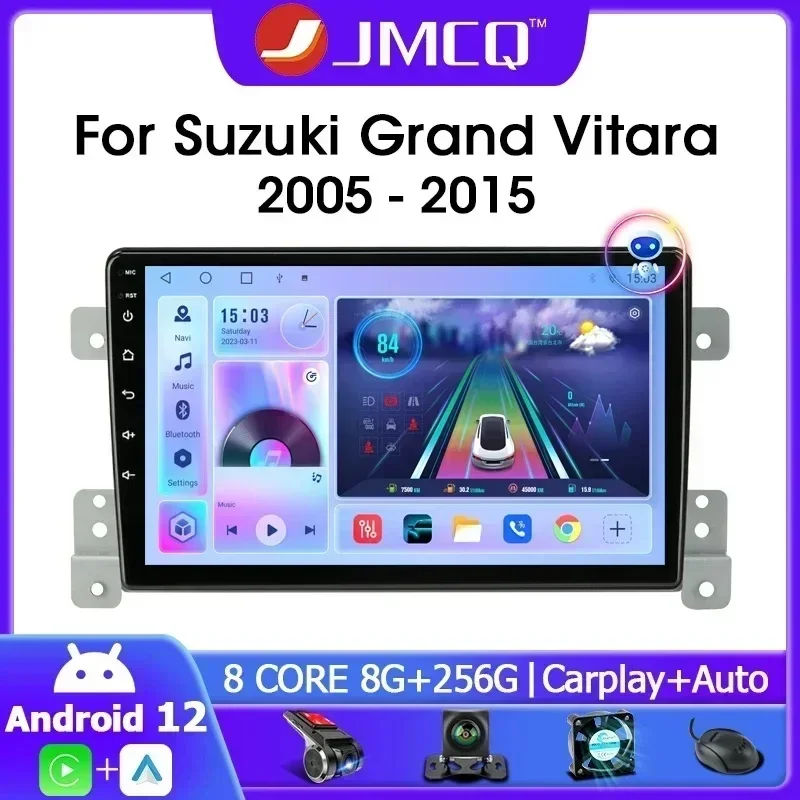 

Автомобильный радиоприемник JMCQ 2din Android 12 для Suzuki Grand Vitara 3 2005 2012 2013 2014 2015 Multimidia Video DSP 4G Carplay GPS навигация