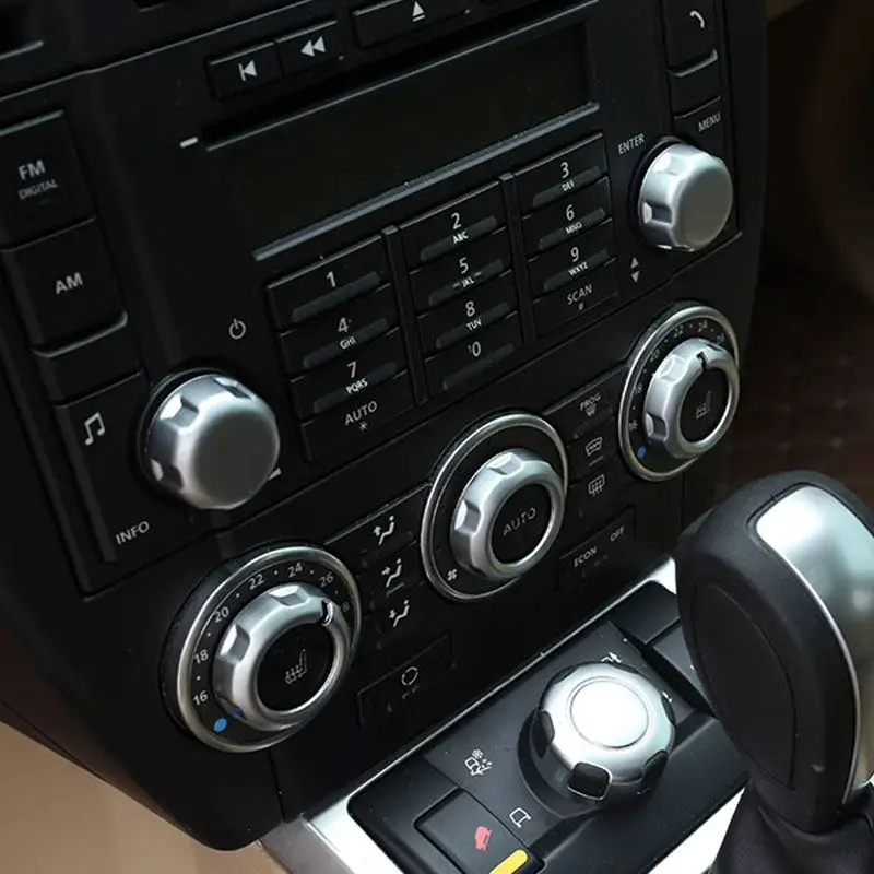 

5pcs For Land Rover Freelander 2 2007-2012 ABS Car Volume and Air Conditioning Knobs Trim Sticker Accessories Silver