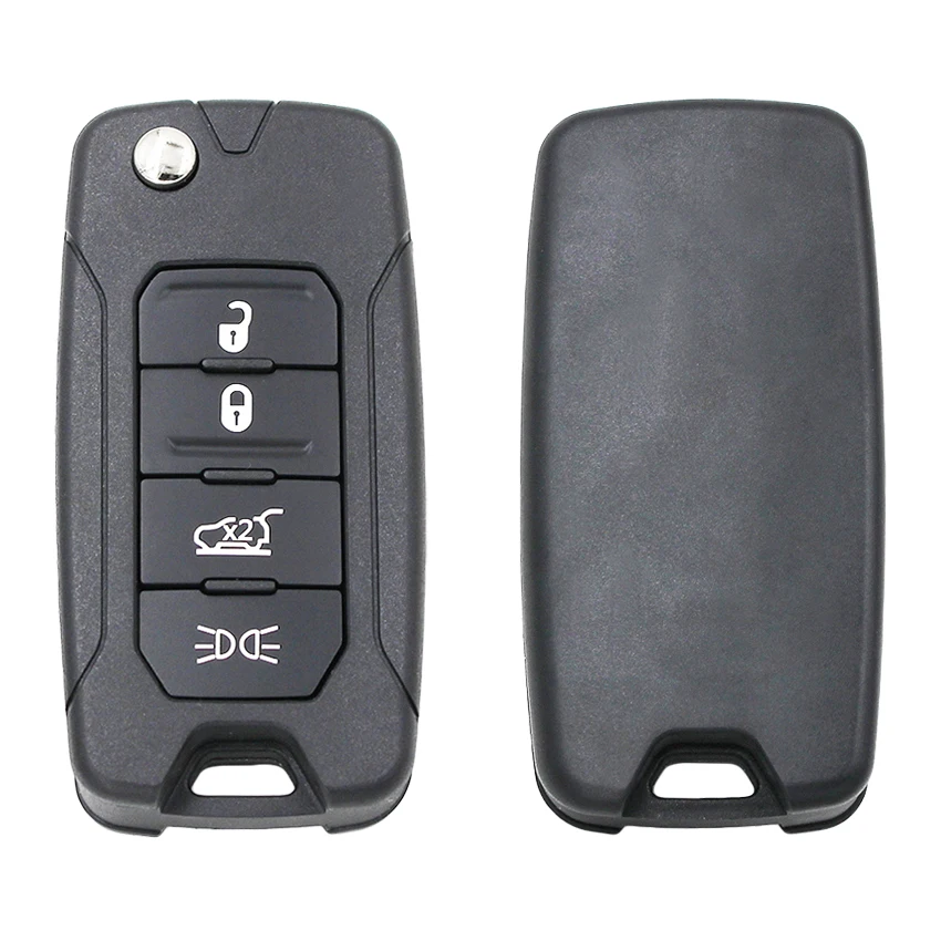 Ecusells 4 Button Replacement Flip Remote Key Shell Case Fob for Jeep Renegade 2015 2016 2017 2018 with Uncut SIP22 Blade