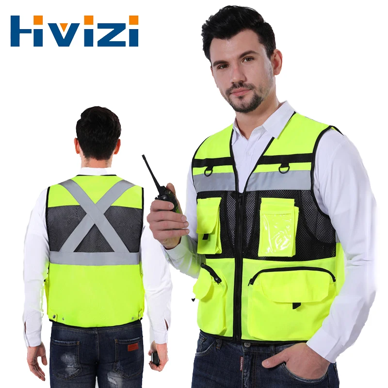 Safety Vest High Visibility ANSI/ISEA Standards Pockets And Mesh Lining Reflective Vest for Men & Women