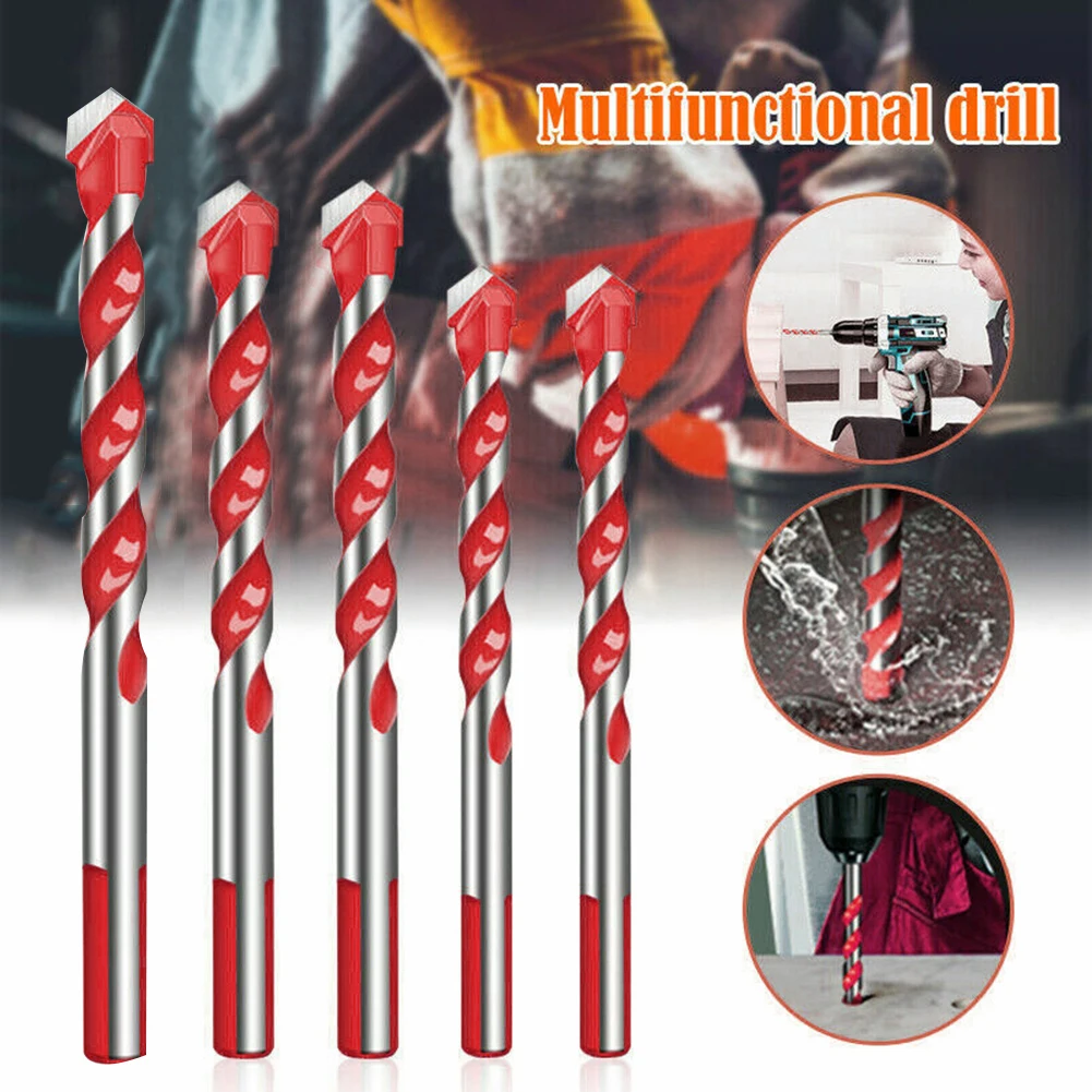 5pcs/set Spiral Drill Bits Multifunctional Alloy Tile Drill For Ceramic Glass Concrete Hole Opener Kit Wall Drilling Rotary Tool